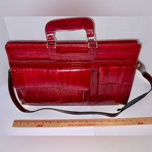 Vintage Eel Skin Cognac Oxblood Multi-Compartment Briefcase VGCEC Gently Used
